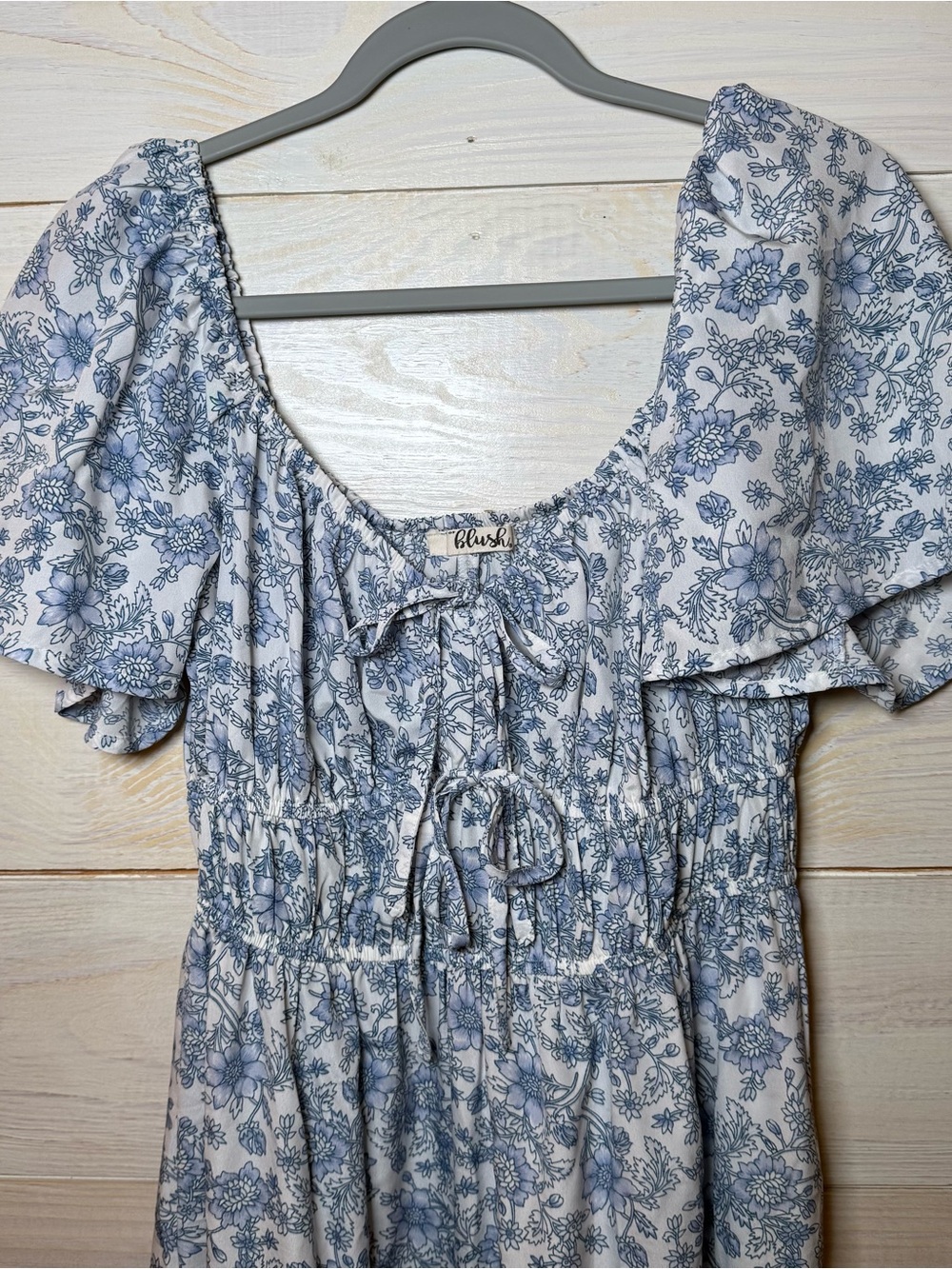 Blush Womens Milkmaid Babydoll Tiered Floral Midi Dress Medium Lightweight Flowy - Picture 5 of 14